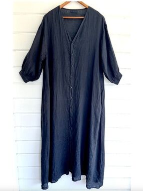 CP SHADES Corine Linen Maxi Dress in Midnight - S
